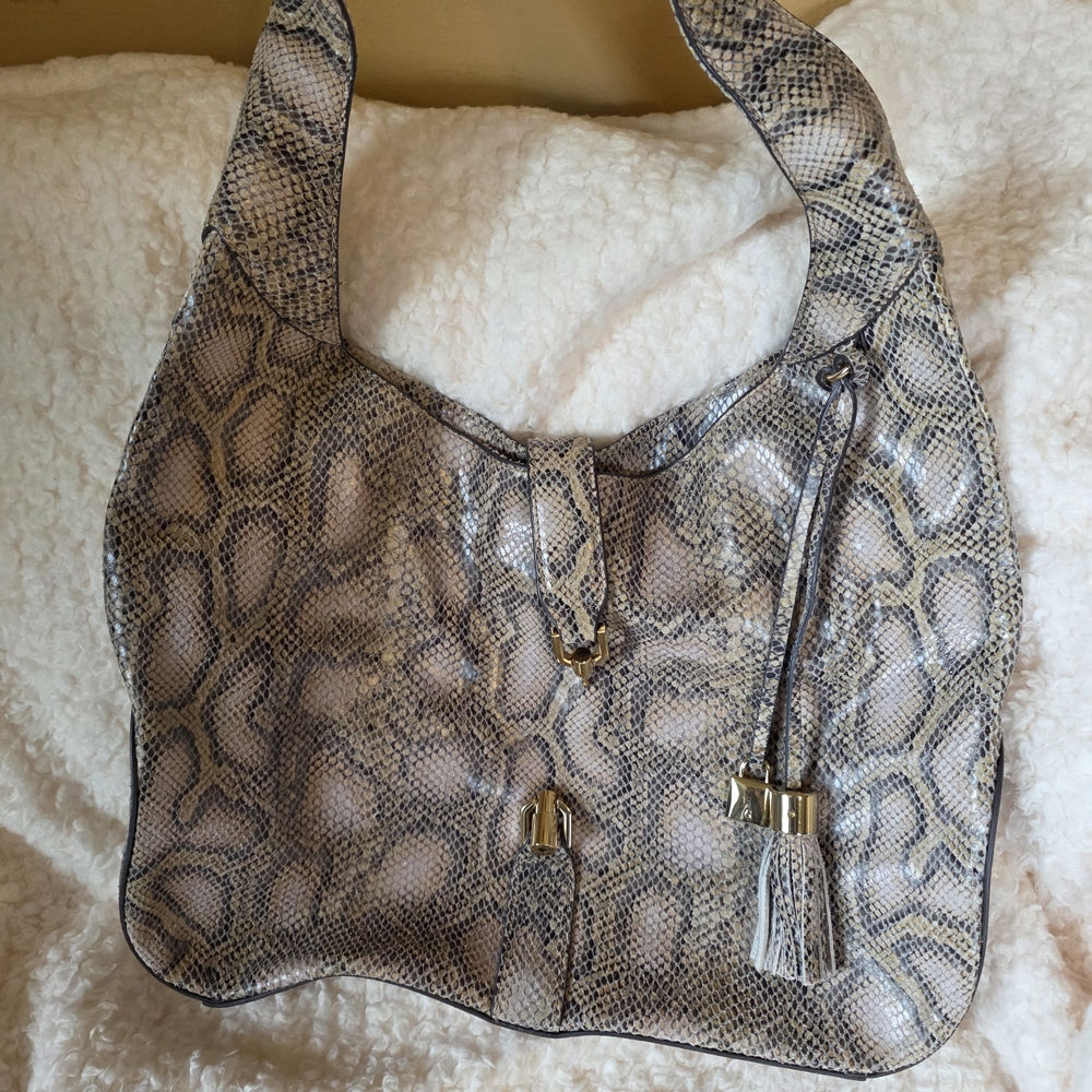 G.I.L.I. Snake Print Hobo Bag with Tassel